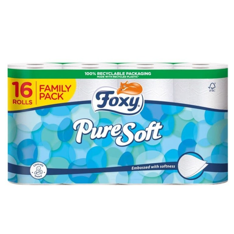 Foxy Pure Soft Toilet Roll – 16 Pack