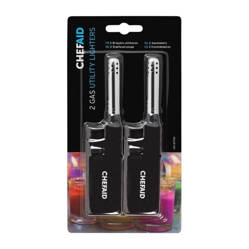 Chef Aid Coloured Refillable Lighters – Small, Pack of 2