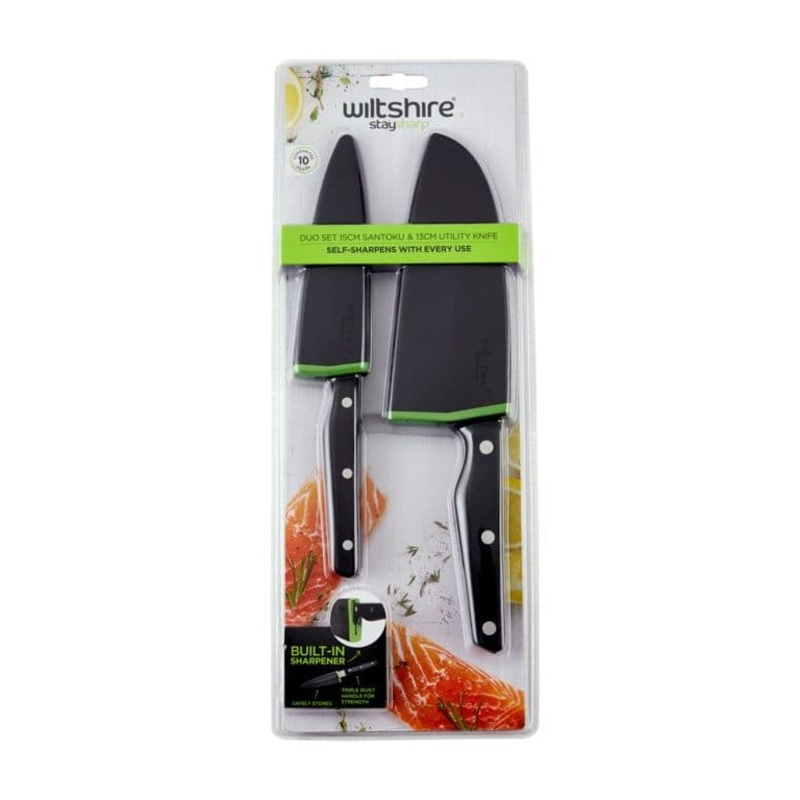 Wiltshire Staysharp Triple Rivet Duo Set Santoku & Utility Knife – 2 Piece