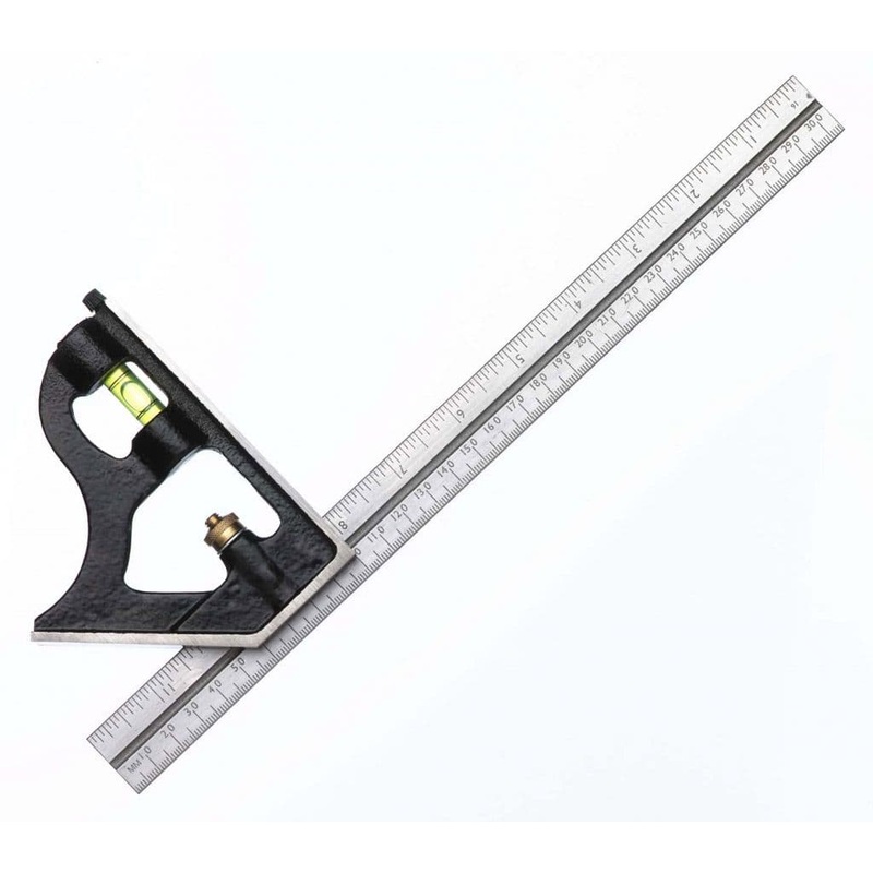 Fisher Cast Iron Combination Square – English & Metric Markings – 12/300mm