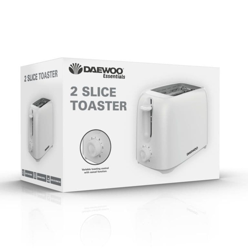 Daewoo Plastic Toaster 2 Slice – Pure White