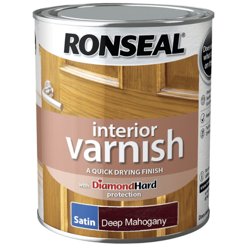 Ronseal Interior Varnish Satin 750ml – Deep Mahogany
