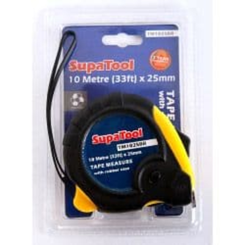 SupaTool Rubberised Tape Measure – 10m x 25mm