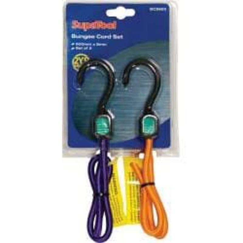 SupaTool Bungee Cord Set with Plastic Hooks – 600mm x 8mm