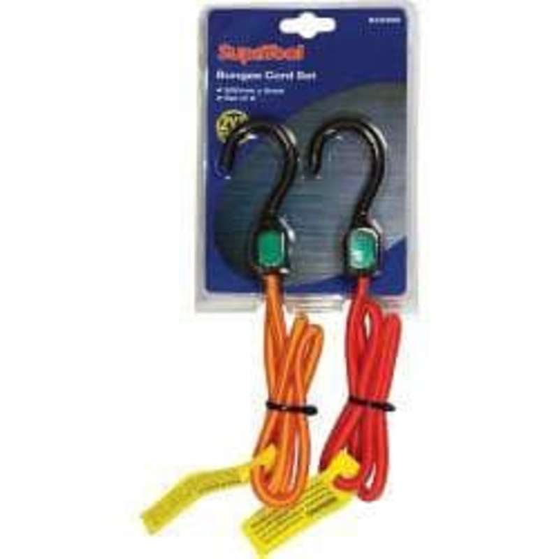 SupaTool Bungee Cord Set with Plastic Hooks – 900mm x 8mm