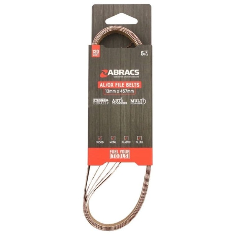 Abracs AL/OX File Belts 13mm x 457mm Pack 5 – 120 Grit