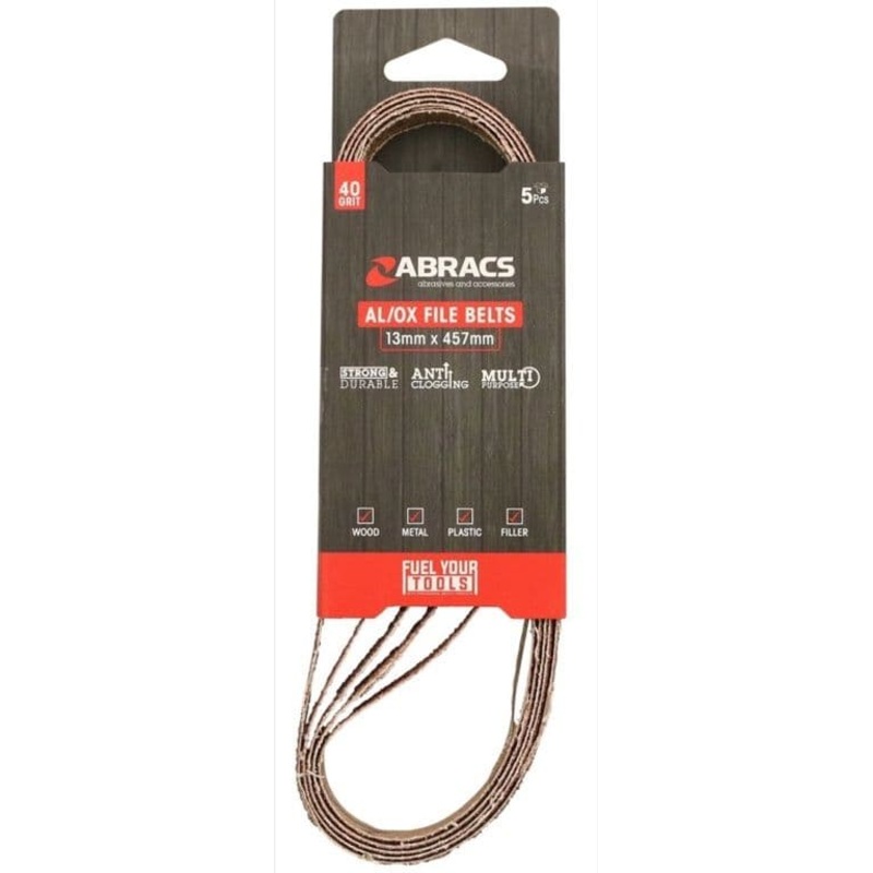 Abracs AL/OX File Belts 13mm x 457mm Pack 5 – 40 Grit