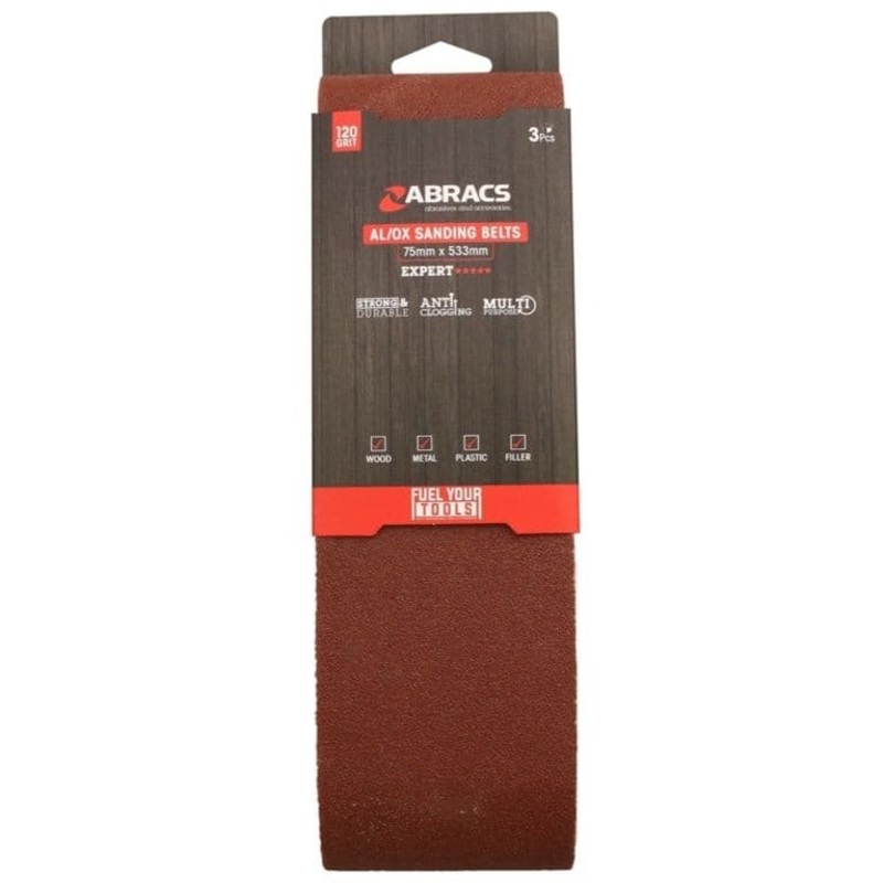 Abracs AL/OX Sanding Belt 75mm x 533mm – 120 Grit