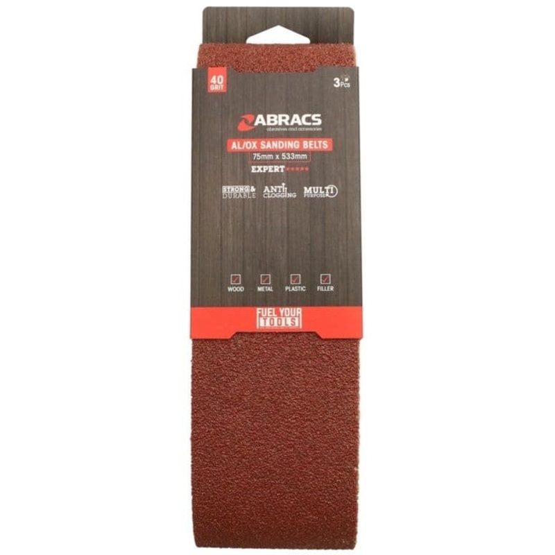 Abracs AL/OX Sanding Belt 75mm x 533mm – 40 Grit