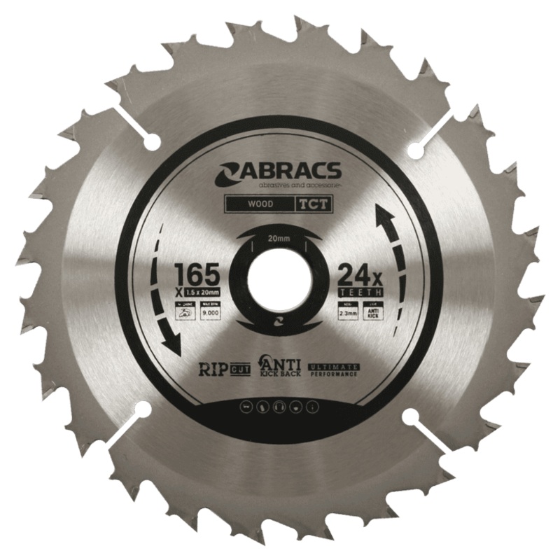 Abracs Circular Saw Blade – 165mm x 20mm x 24t 240v