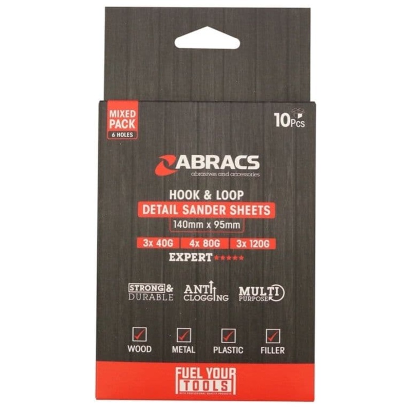 Abracs Detail Sanding Sheets Mix – 95 x 145 Pack 10