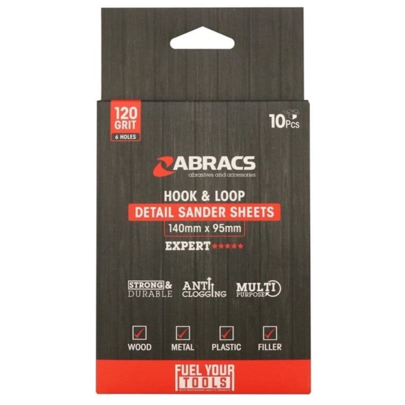 Abracs Hook & Loop Detail Sanding Sheets – 95×145 120g Fine