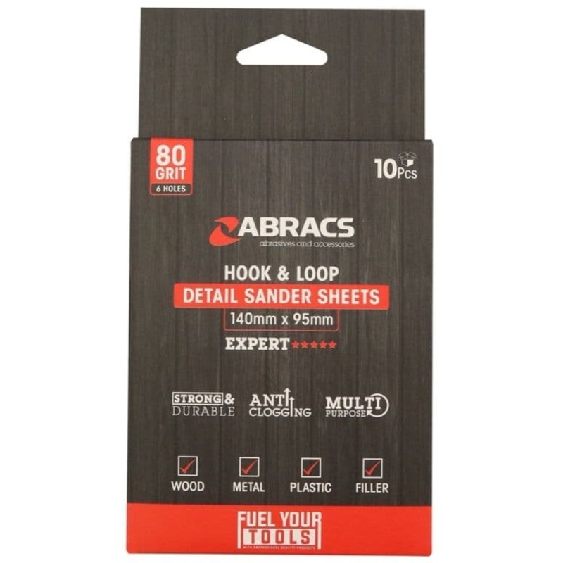 Abracs Hook & Loop Detail Sanding Sheets – 95×145 80g Medium