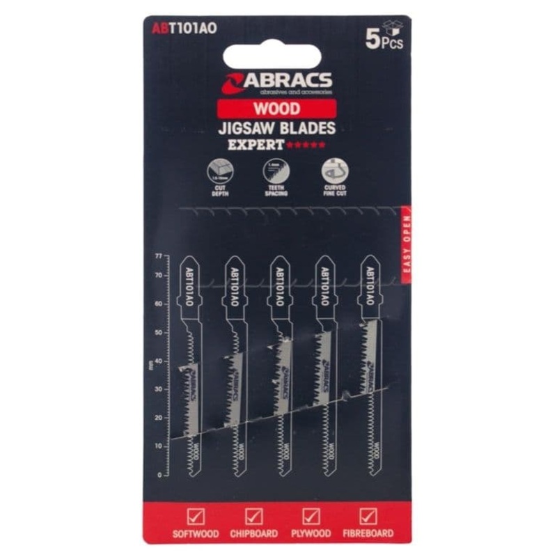 Abracs Jigsaw Blade For Wood Pack 5 – 77mm