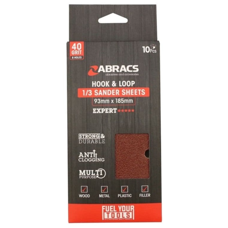 Abracs Orbital Hook & Loop Sander Sheets – 93 x 185mm 40g