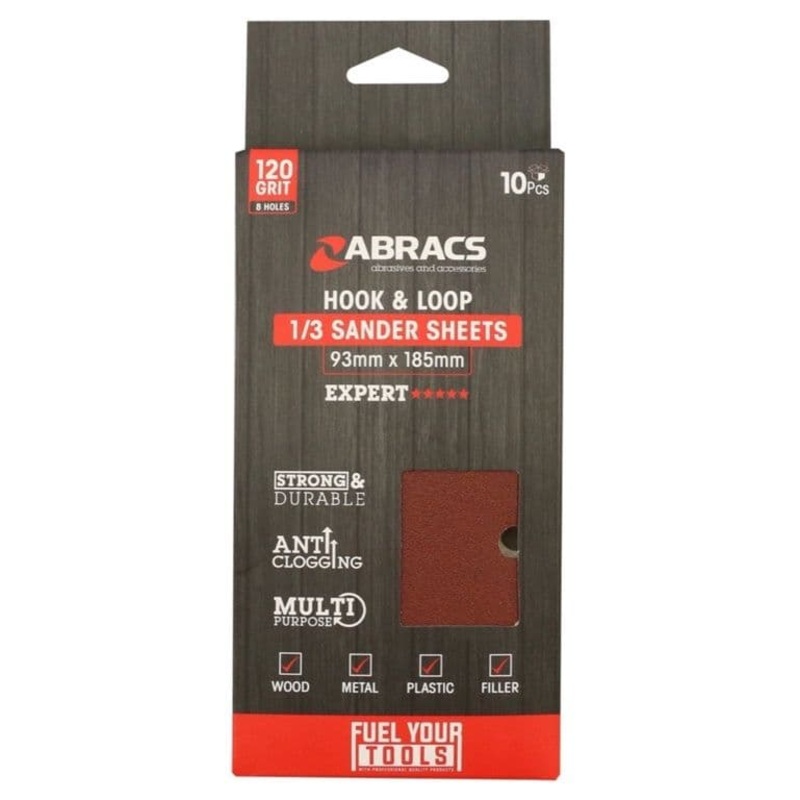 Abracs Orbital Hook & Loop Sander Sheets – 93mm x 185mm 120g