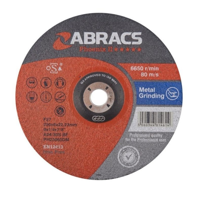 Abracs Phoenix Flat Metal Grinding Disc – 230mm x 6.0mm x 22.23mm