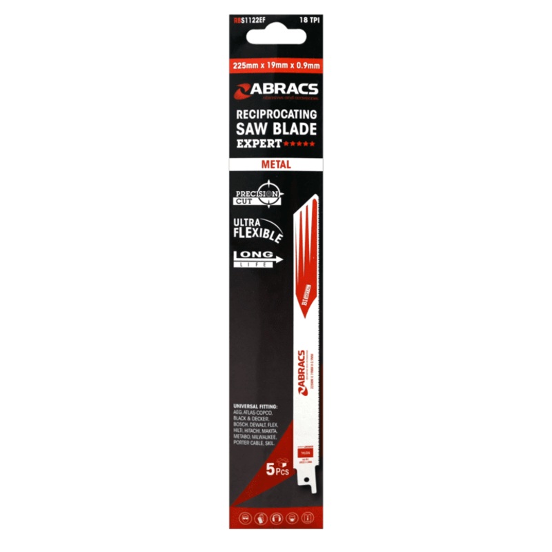 Abracs Reciprocating Saw Blade Metal Pack 5 – 225 x 19 x 0.9mm