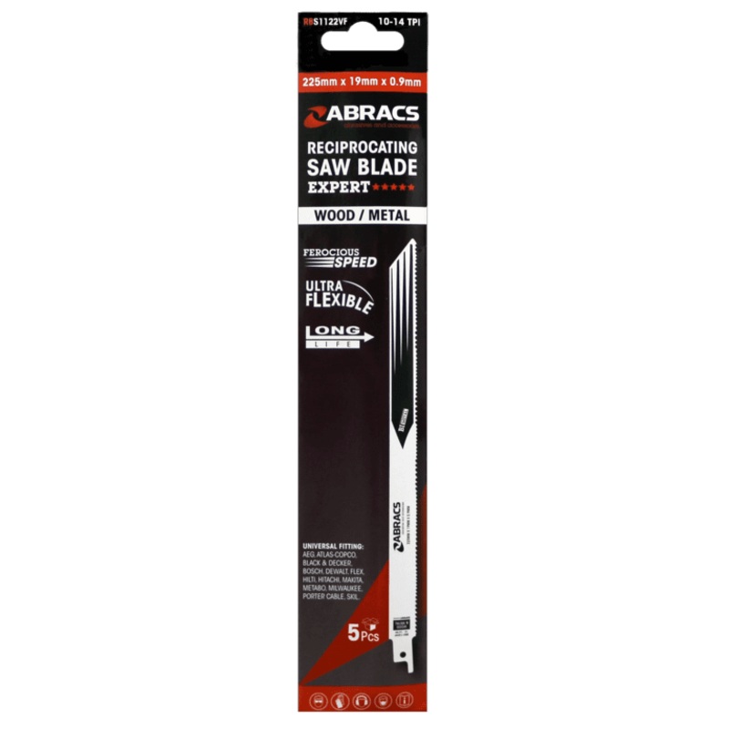Abracs Reciprocating Saw Blade Pack 5 – 225 x 19 x 0.9mm