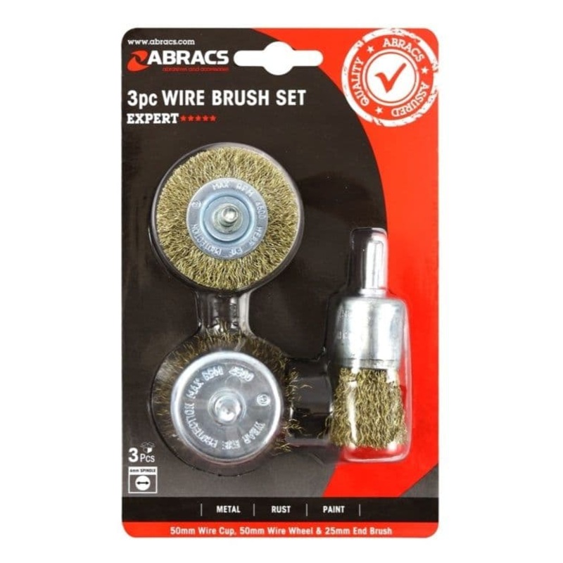 Abracs Spindle Wire Brush Set – 3 Piece