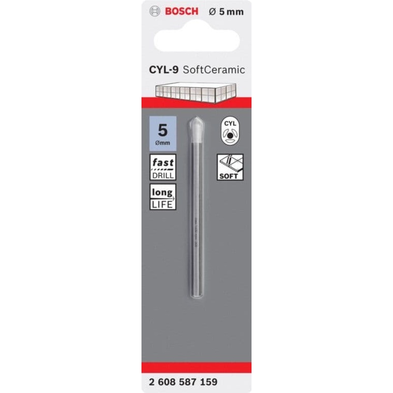 Bosch Glass & Tile Drill Bit – 5.0 x 70