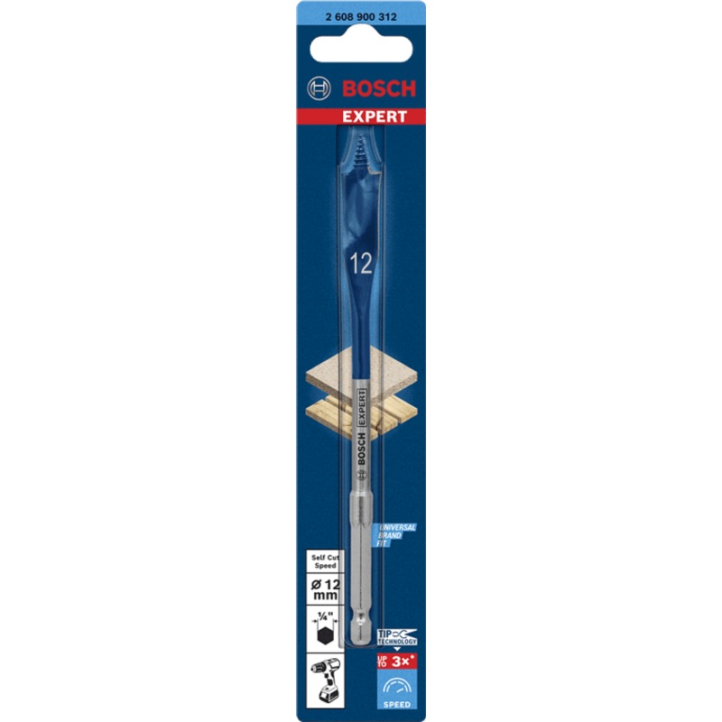 Bosch Selfcut Speed Flat Drill Bit Hex – 12 x 152