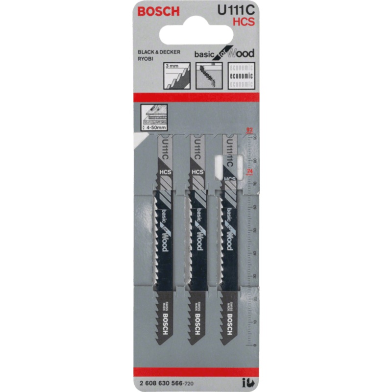 Bosch U111C Jigsaw Blade Basic Wood – Pack 3