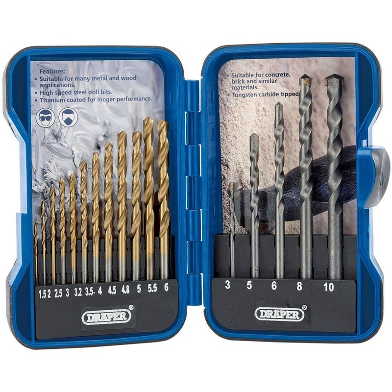 Draper Combined HSS/Masonry Drill Bit Set – 17 Piece