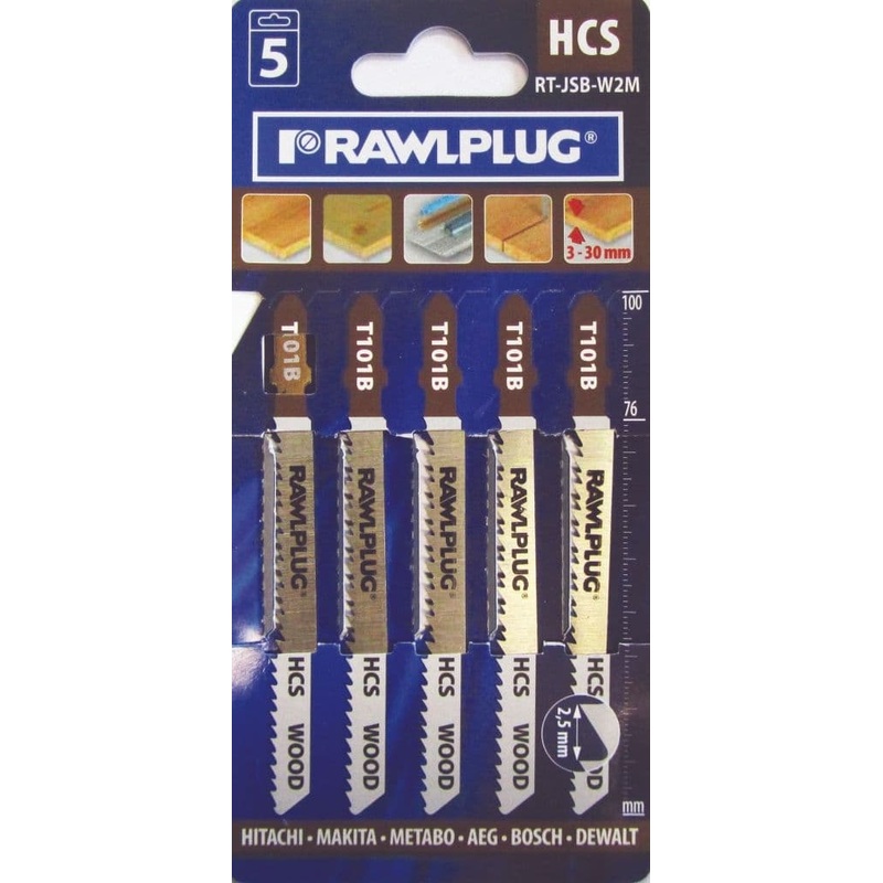 Rawlplug Jigsaw Blades For Wood – Medium Pack 5