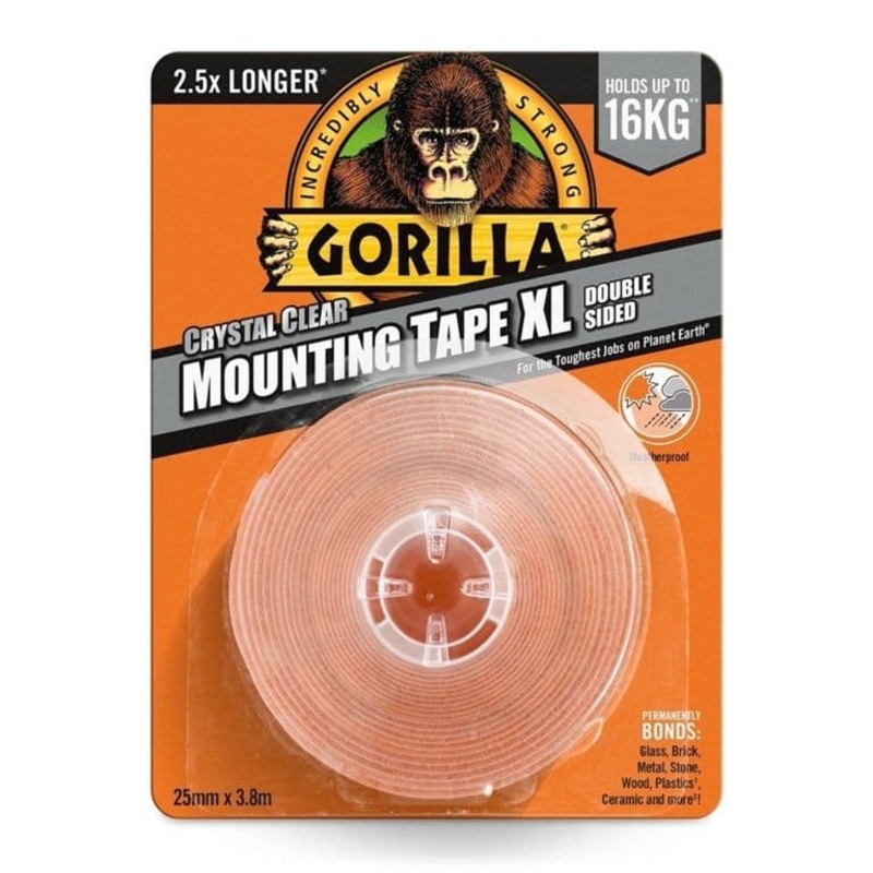 Gorilla Clear Mounting Tape XL – 25mm x 3.8m