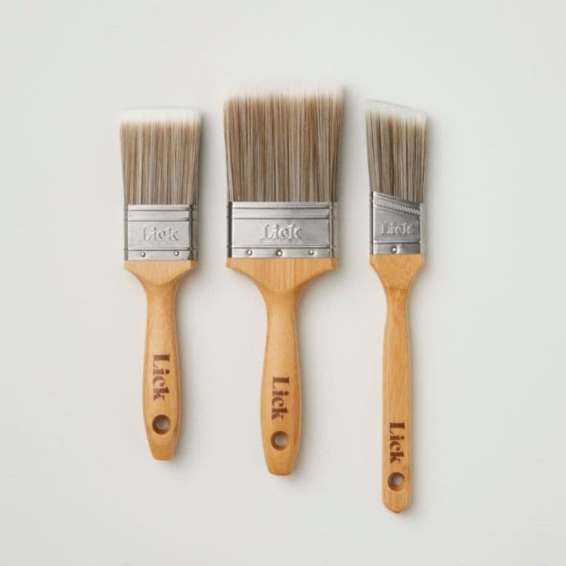 LickTools Bamboo Handle Brush Set – 1.5 Angled / 2 Flat / 3 Flat