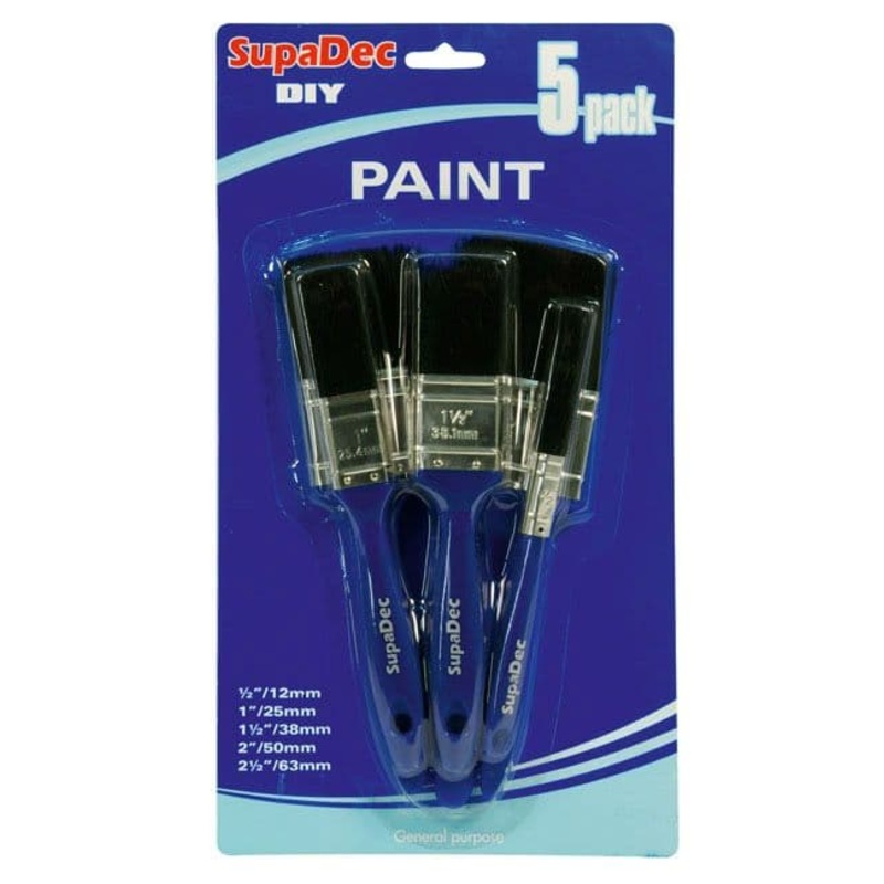SupaDec Paint Brush Set – 12mm, 25mm, 38mm, 50mm, 63mm