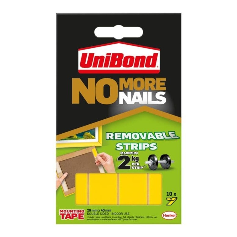 UniBond No More Nails Removeable strips – Pack of 10