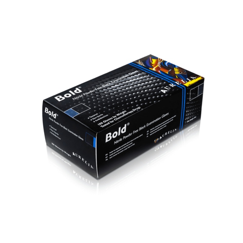 Aurelia Bold Nitrile Powder Free Black Gloves – XLarge – Pack 100