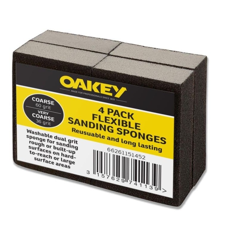 Oakey Black Flexible Sanding Sponges – Coarse 60g/Very Coarse 36g Pack 4