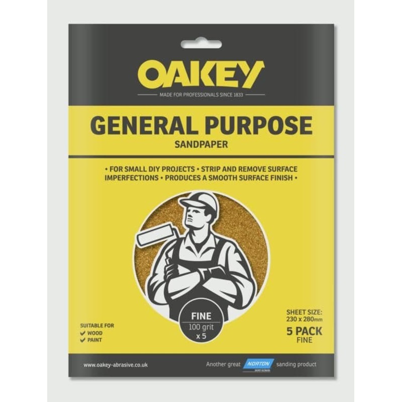 Oakey General Purpose Sandpaper 5 Pack – Fine 280 x 230mm