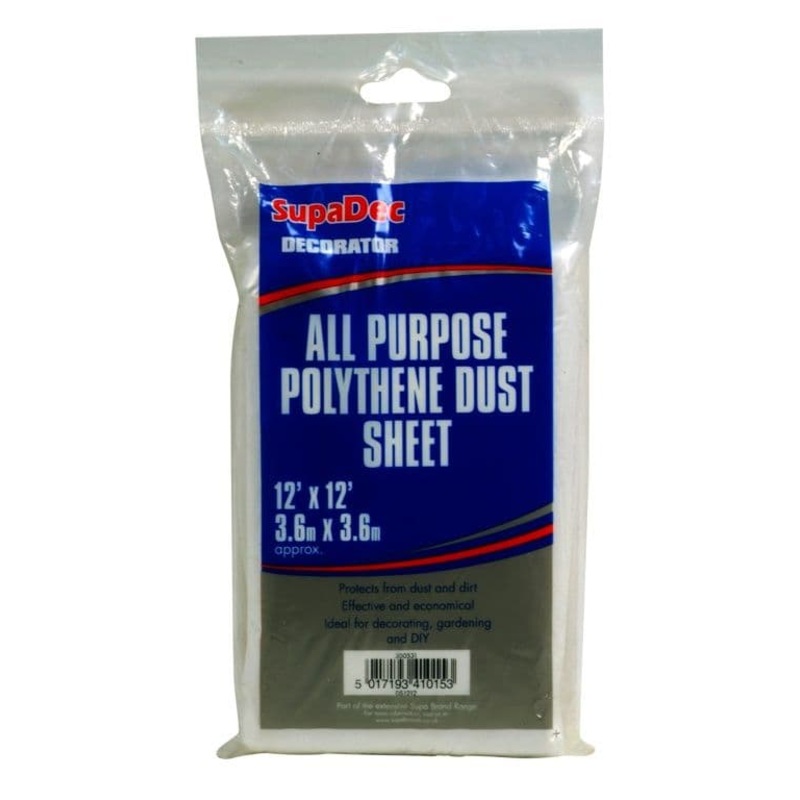 SupaDec All Purpose Polythene Dust Sheets – 12′ x 12′