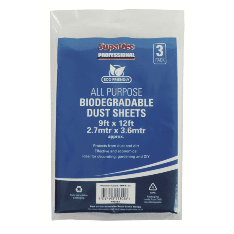 SupaDec Bio-Degradable Dust Sheet Triple Pack – 12ft x 9ft (2.7m x 3.6m)