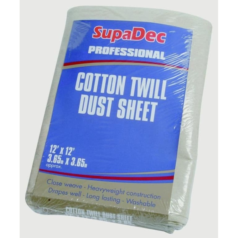 SupaDec Cotton Twill Dust Sheet – 12′ x 12′ (3.6m x 3.6m) approx