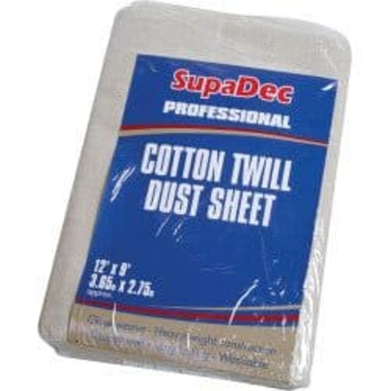 SupaDec Cotton Twill Dust Sheet – 12′ x 9′ (3.6m x 2.7m) approx
