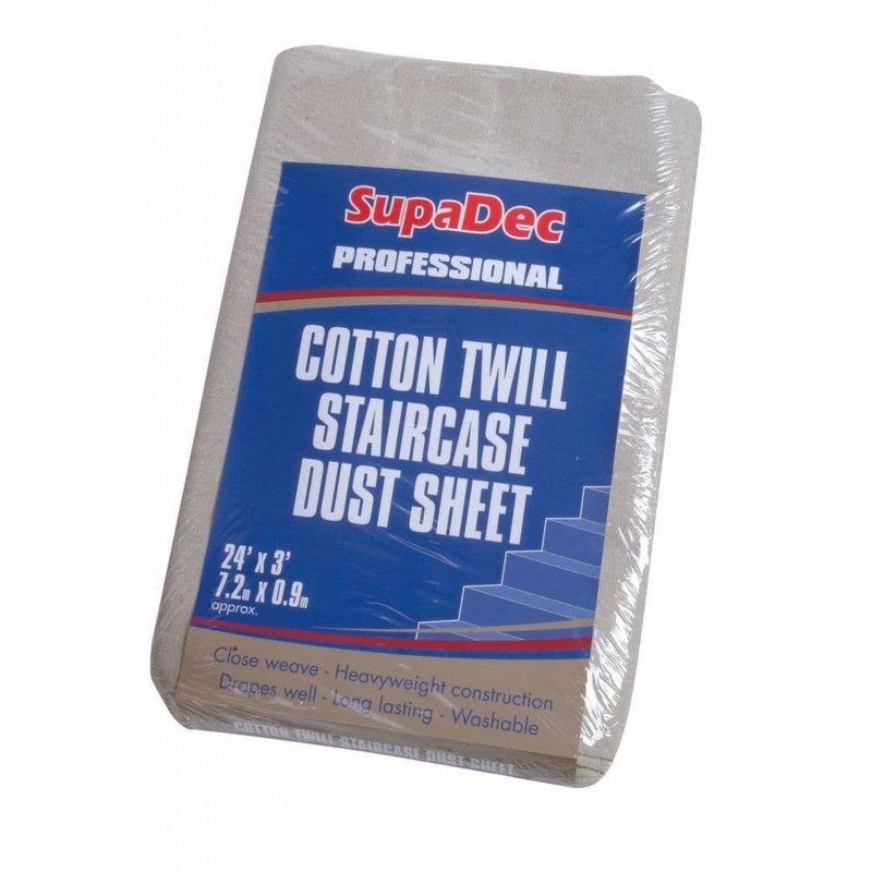 SupaDec Cotton Twill Staircase Dust Sheet – 24′ x 3′ (7.3m x 0.9m) approx