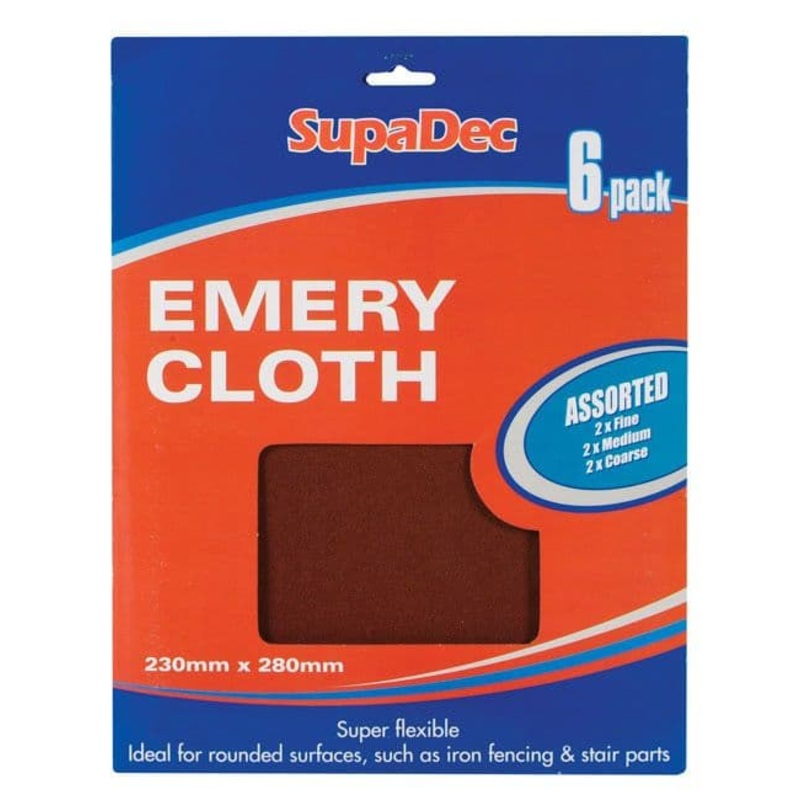 SupaDec Emery Cloth – Pack 6 Assorted
