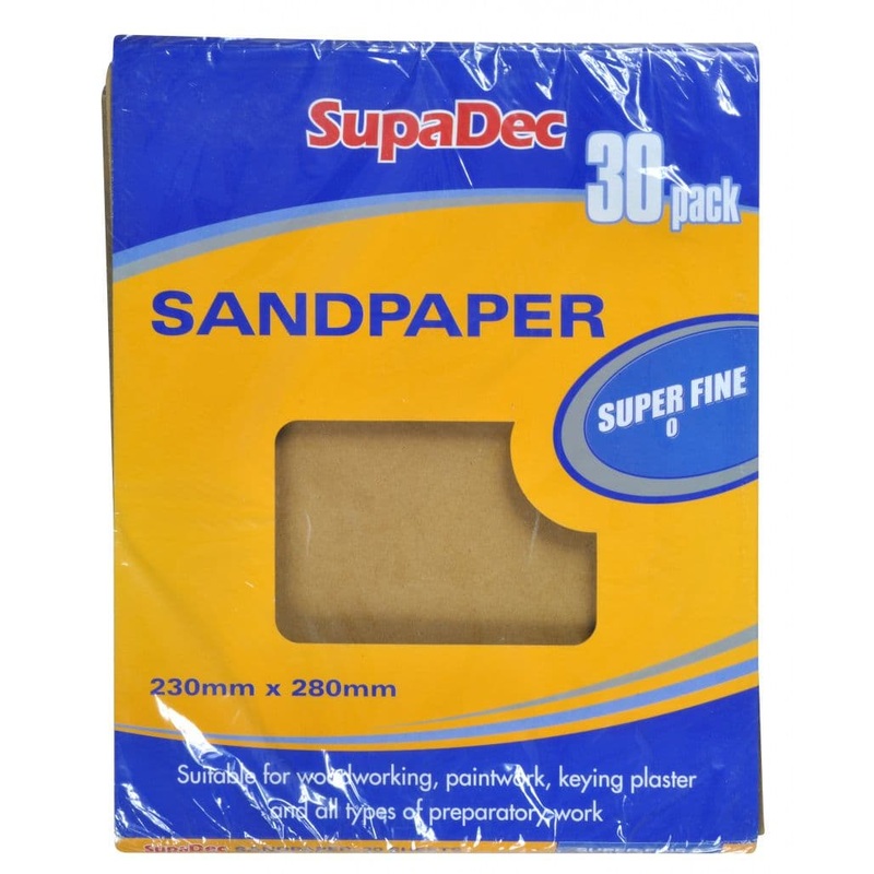 SupaDec General Purpose Sandpaper – Pack 30 Super Fine 0