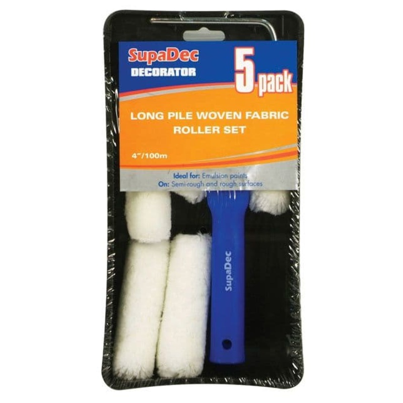 SupaDec Long Pile Woven Fabric Roller Set – 4/100mm, 5 Pack