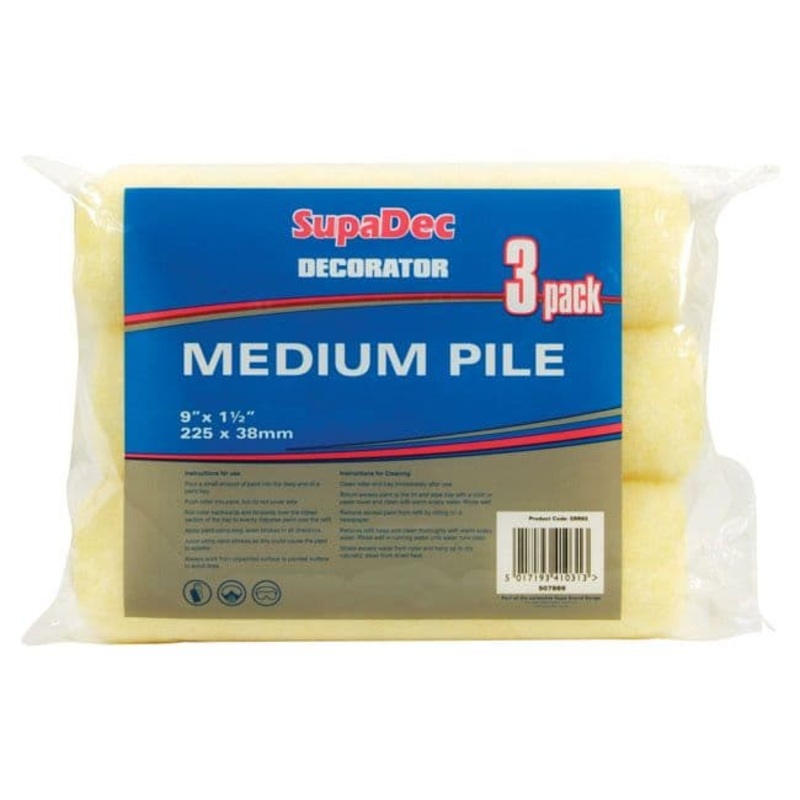 SupaDec Roller Refills – 9 x 1.5 / 225mm x 38mm