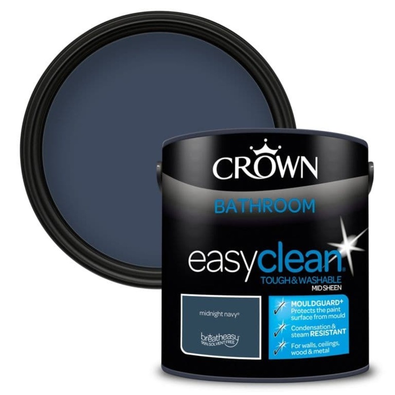 Crown Easyclean Bathroom Mid Sheen 2.5L – Midnight Navy