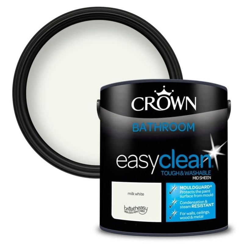 Crown Easyclean Bathroom Mid Sheen 2.5L – Milk White