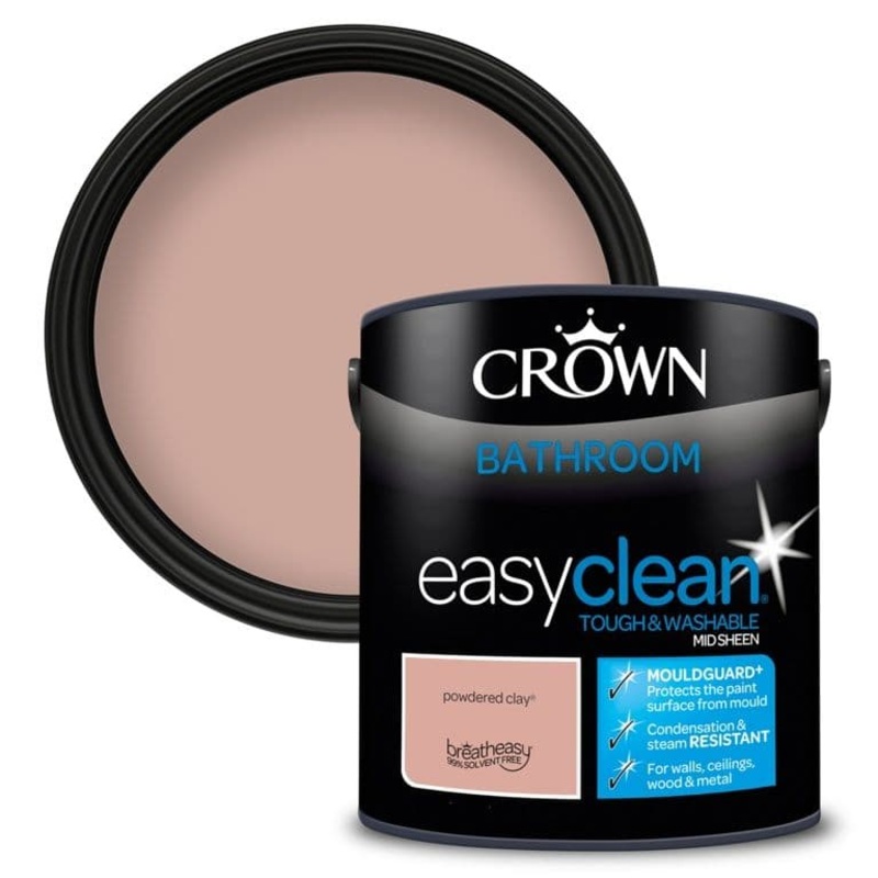 Crown Easyclean Bathroom Mid Sheen 2.5L – Powdered Clay