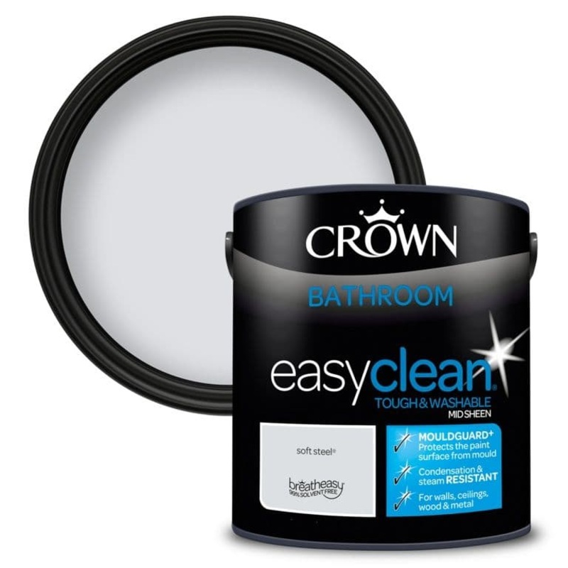 Crown Easyclean Bathroom Mid Sheen 2.5L – Soft Steel