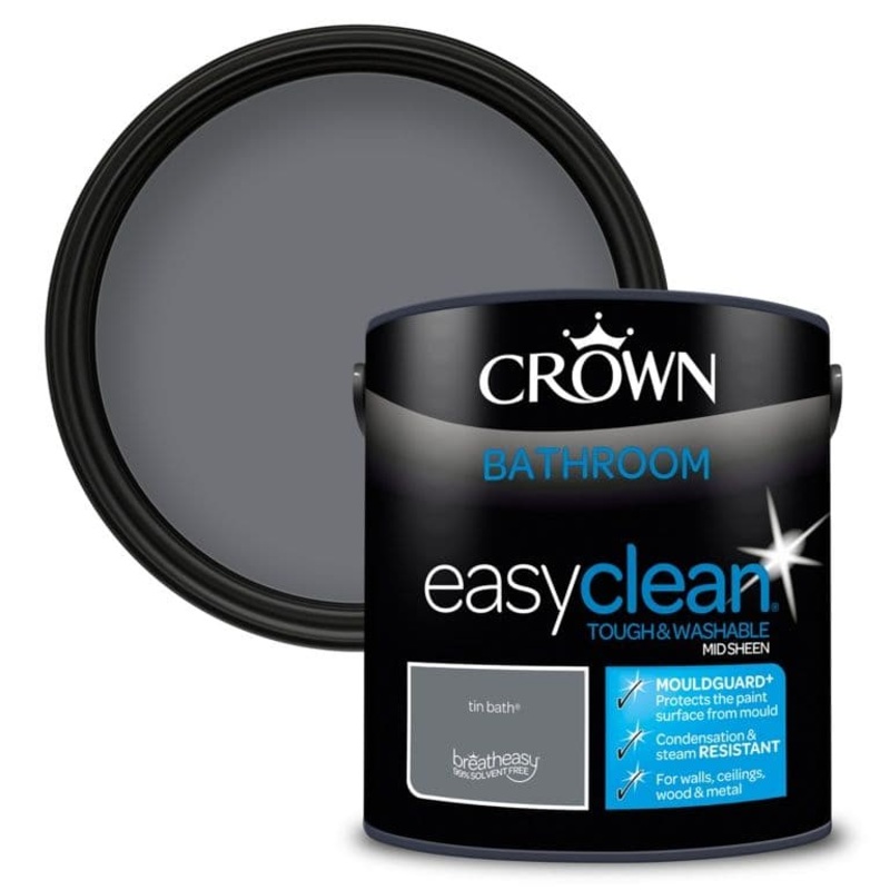 Crown Easyclean Bathroom Mid Sheen 2.5L – Tin Bath